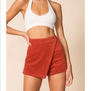 Superdown Lana corduroy mini skort in rust